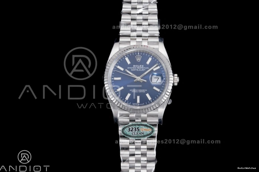 Best 1:1 Jubilee Dial Unisex 126234 Steel Edition 560 DateJust Stick 904L Clean SH on Bracelet 36 Blue 0829